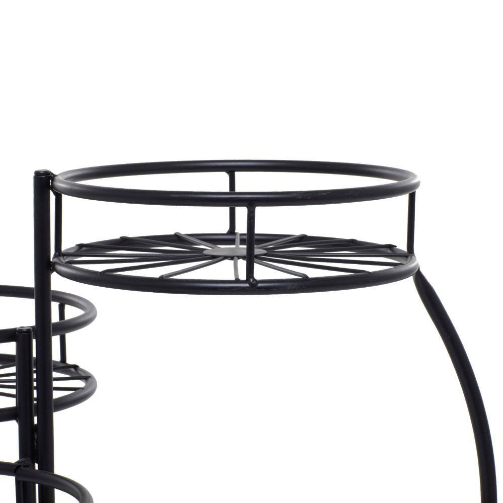 Litton Lane 22 in. Black Round Metal Sunburst Plantstand with 3-Tiers 040548