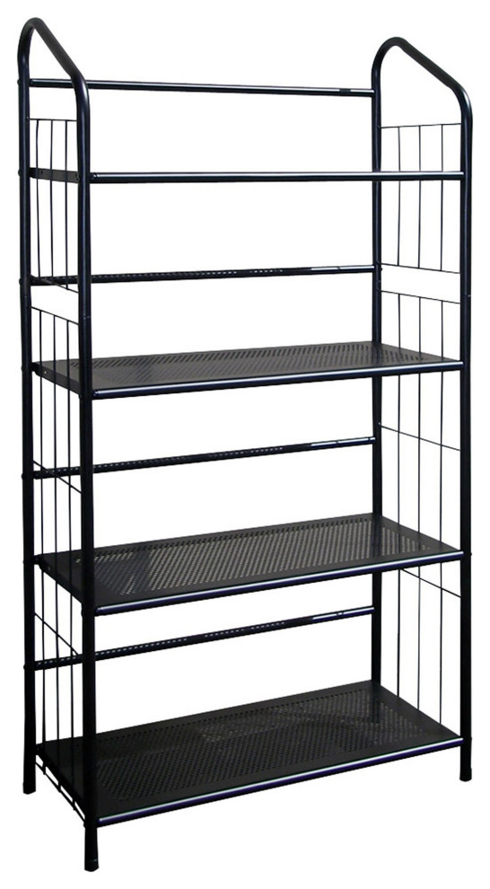 Black Four Shelf Metal Standing Book Shelf   Industrial   Bookcases   by HomeRoots  Houzz