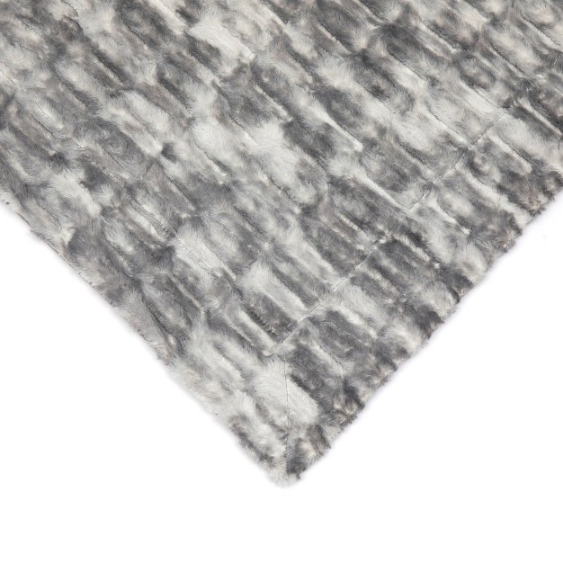 Cheer Collection Luxuriously Soft Faux Fur Throw Blanket Marble Gray