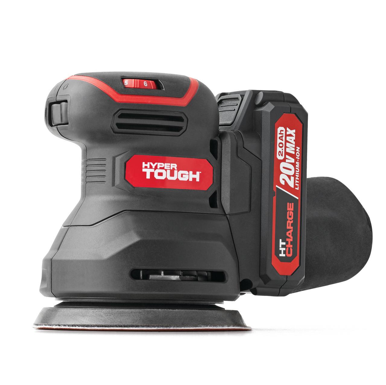 Hyper Tough 20V 2.0Ah Lithium-ion 5-Inch Random Orbital Sander， Cordless， 6604.3