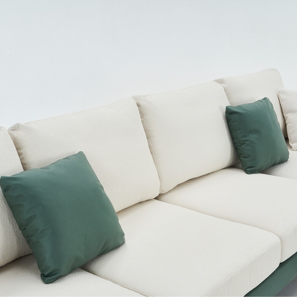 Ouyessir U Shape Sectional Sofa 4 Seat Couch with Double Chaise Lounge