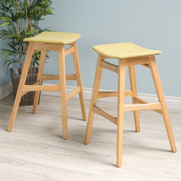 Emmaline Natural Finish Bar Stool (Set of 2) by Christopher Knight Home - N/A