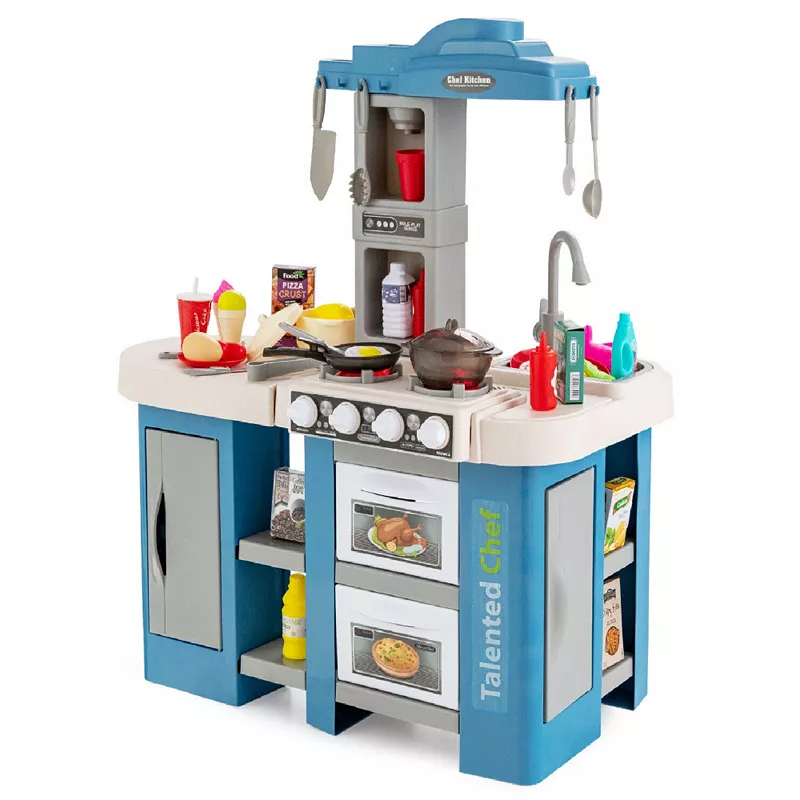 67 Pieces Play Kitchen Set for Kids with Food and Realistic Lights and Sounds