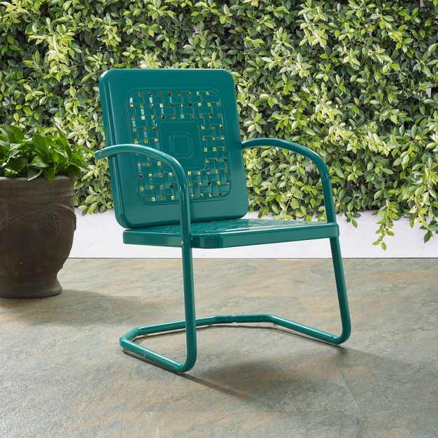 2pk Bates Outdoor Metal Chairs Turquoise Crosley