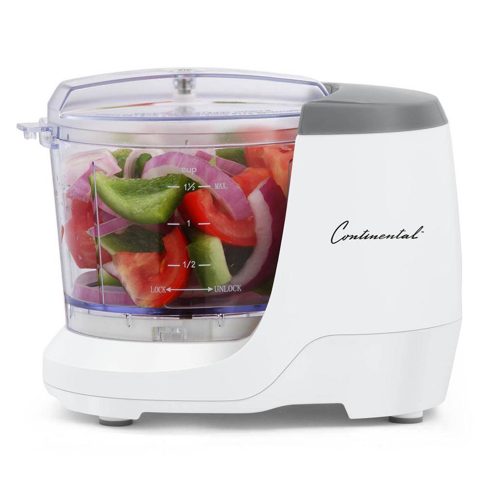 Continental Electric 1.5-Cup Electric Mini Food Chopper with Stainless Steel Blade  Interlocking Plastic Bowl CE-FP001