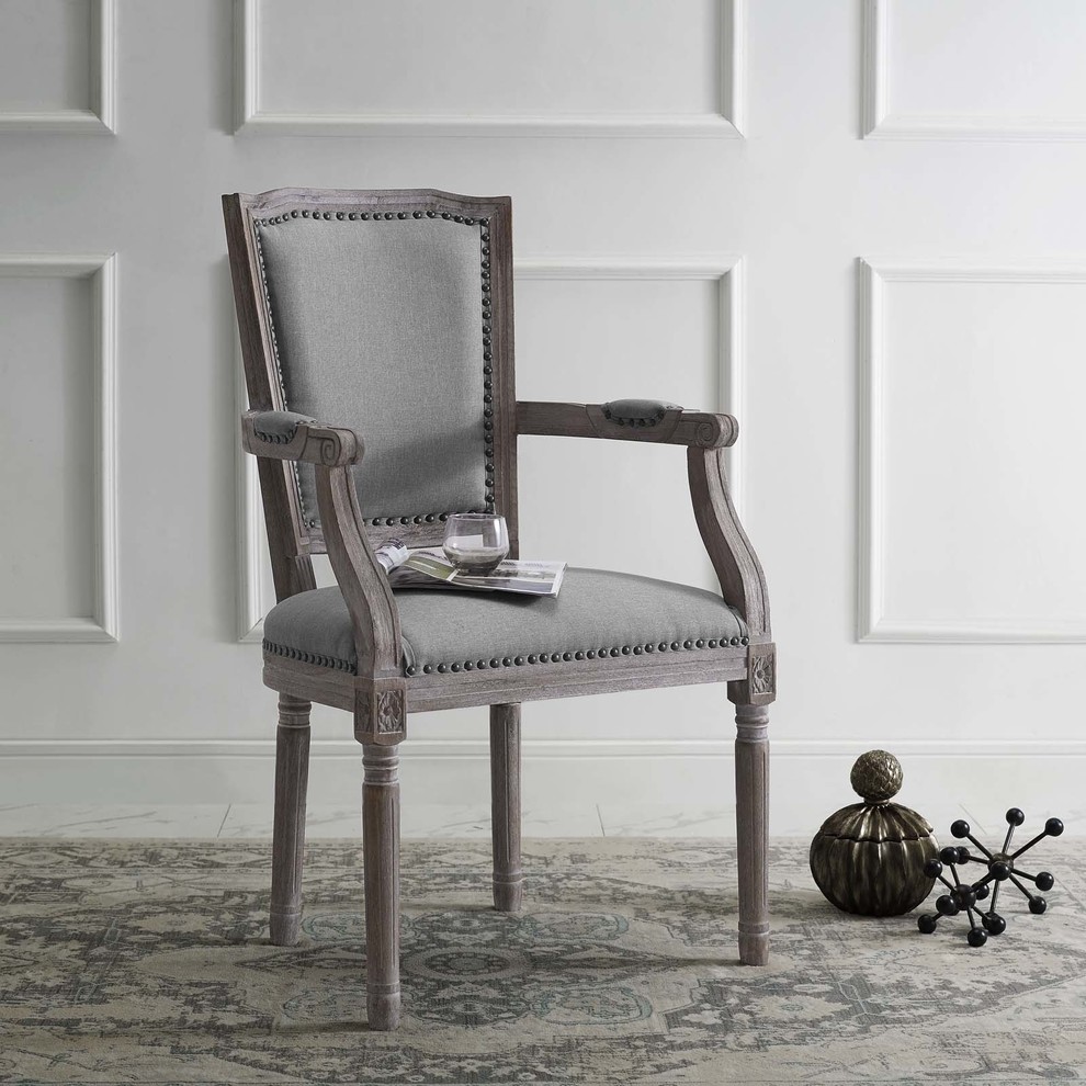 Country Farm House Dining Vintage Side Chair Armchair  Fabric Wood   French Country   Dining Chairs   by House Bound  Houzz