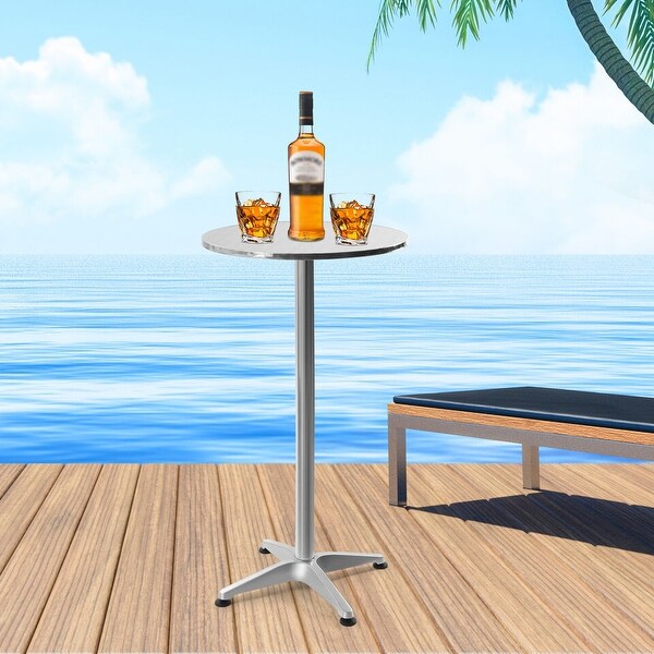 Round Folding Metal Bar Height Dining Table