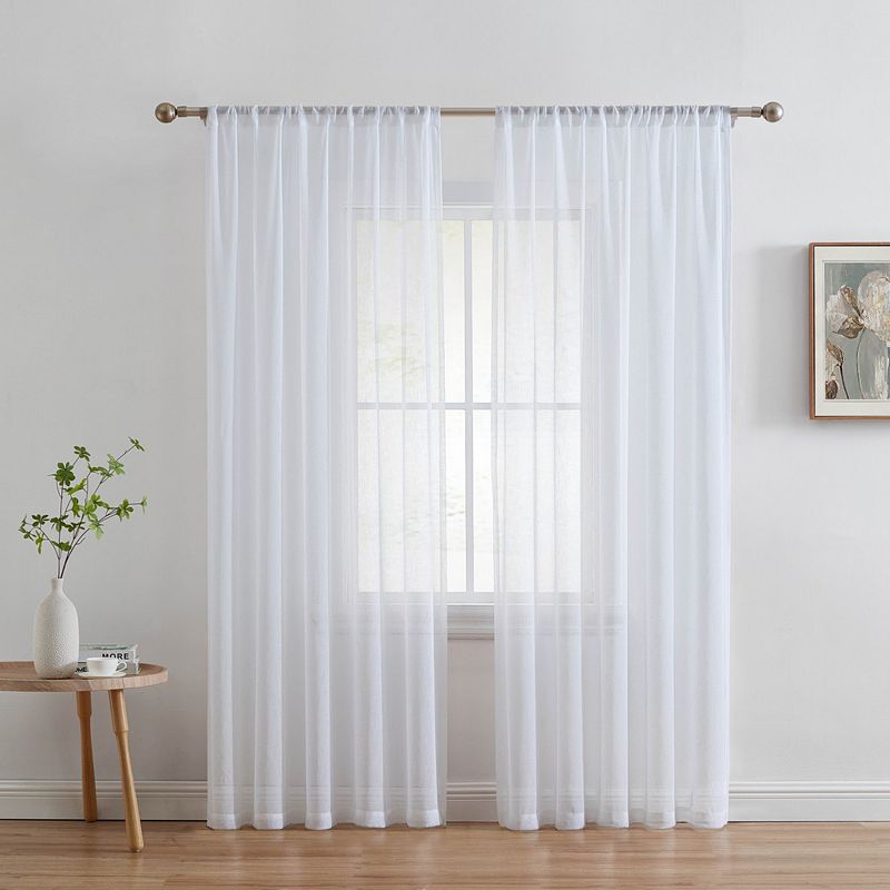 THD Zoey Faux Linen Textured Semi Sheer Privacy Sun Light Filtering Window Floor Length Rod Pocket Thick Curtains Drapery Panels Master Bedroom and Living Room， 2 Panels