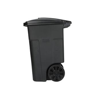 Toter 48 Gallon Black Rolling Outdoor GarbageTrash Can with Wheels and Attached Lid 79248-R2200