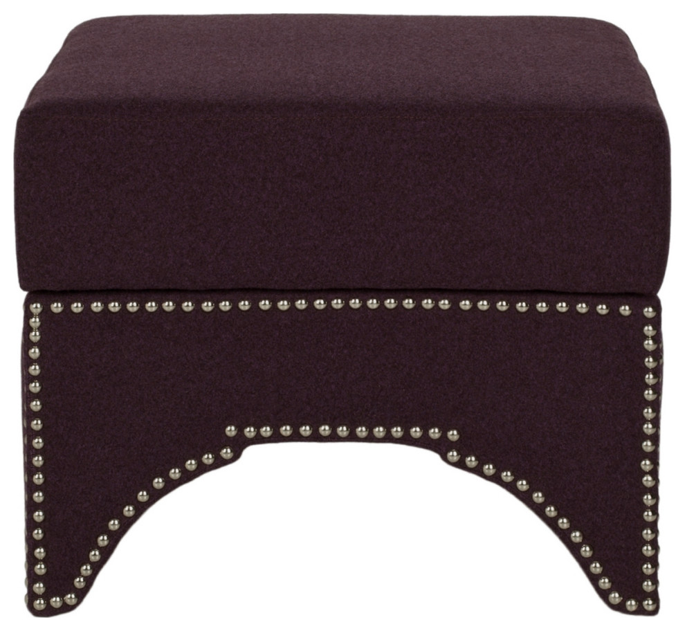 Clancy Ottoman Brass Nail Heads Plum   Transitional   Footstools And Ottomans   by Peachtree Fine Furniture  Houzz