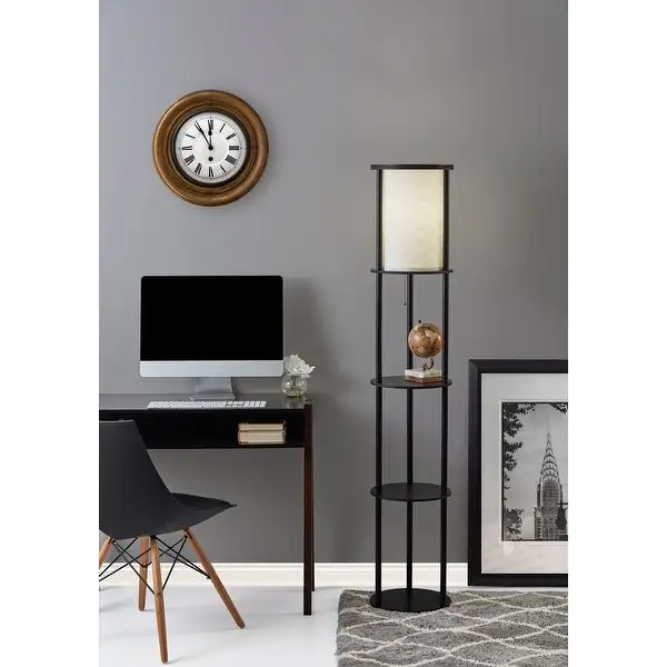 Adesso 62-inch Round Stewart Shelf Floor Lamp