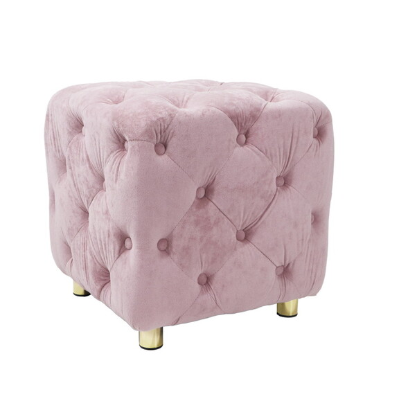 Pink Velvet Upholstered Ottoman  Exquisite Small E...