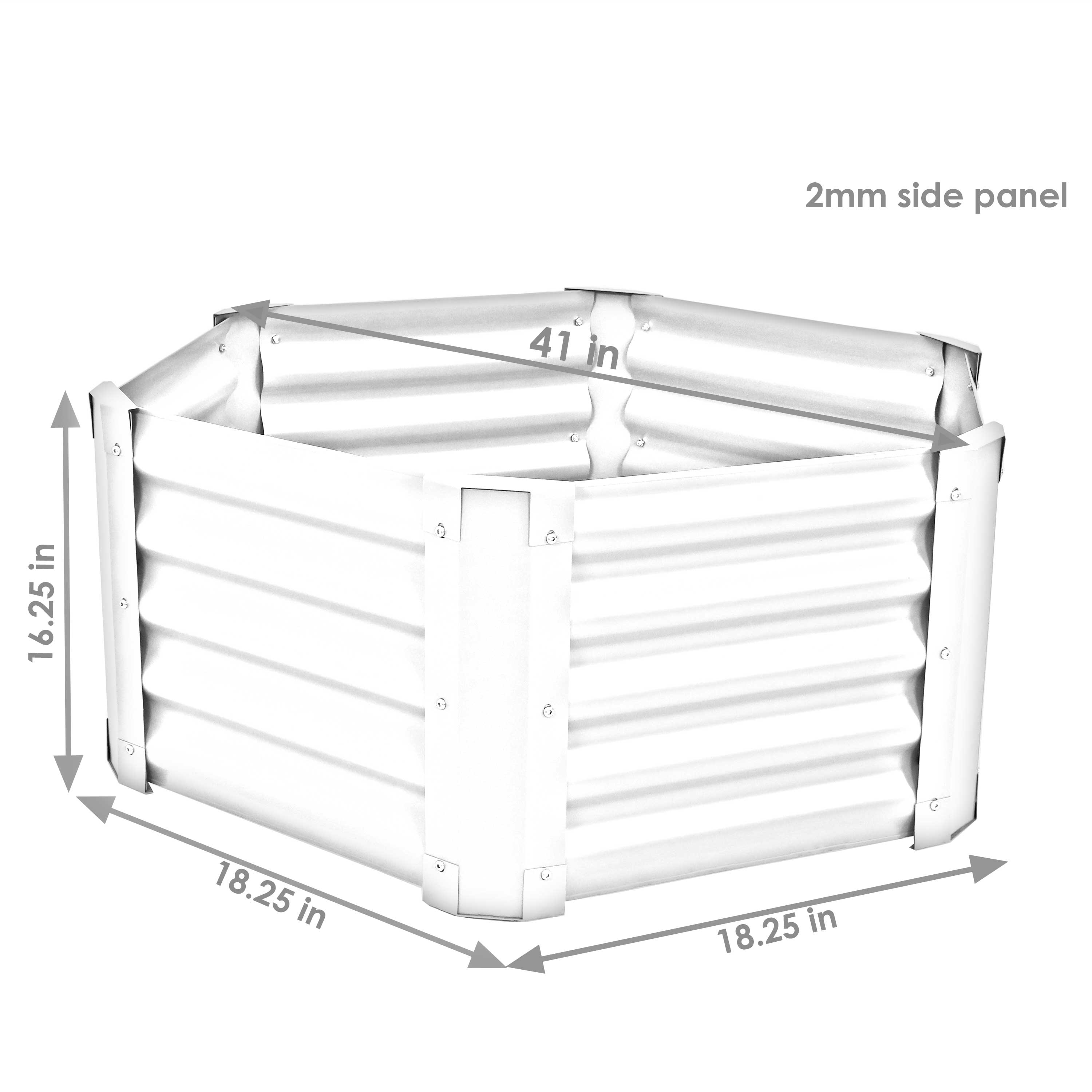 Sunnydaze Raised Powder-Coated Hexagon Steel Garden Bed Kit for Plants, Flowers, Vegetables and Herbs - 41" W x 16" Deep - Green