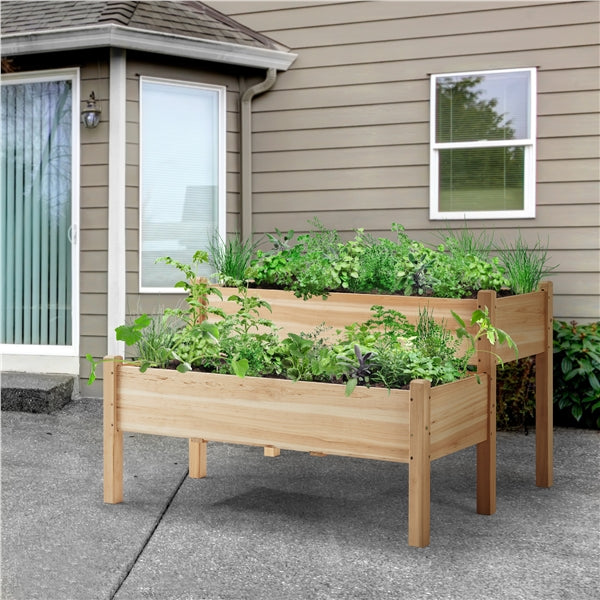 Yaheetech 2-tier Raised Garden Bed with Legs for Garden Yard Indoor Outdoor, Wood