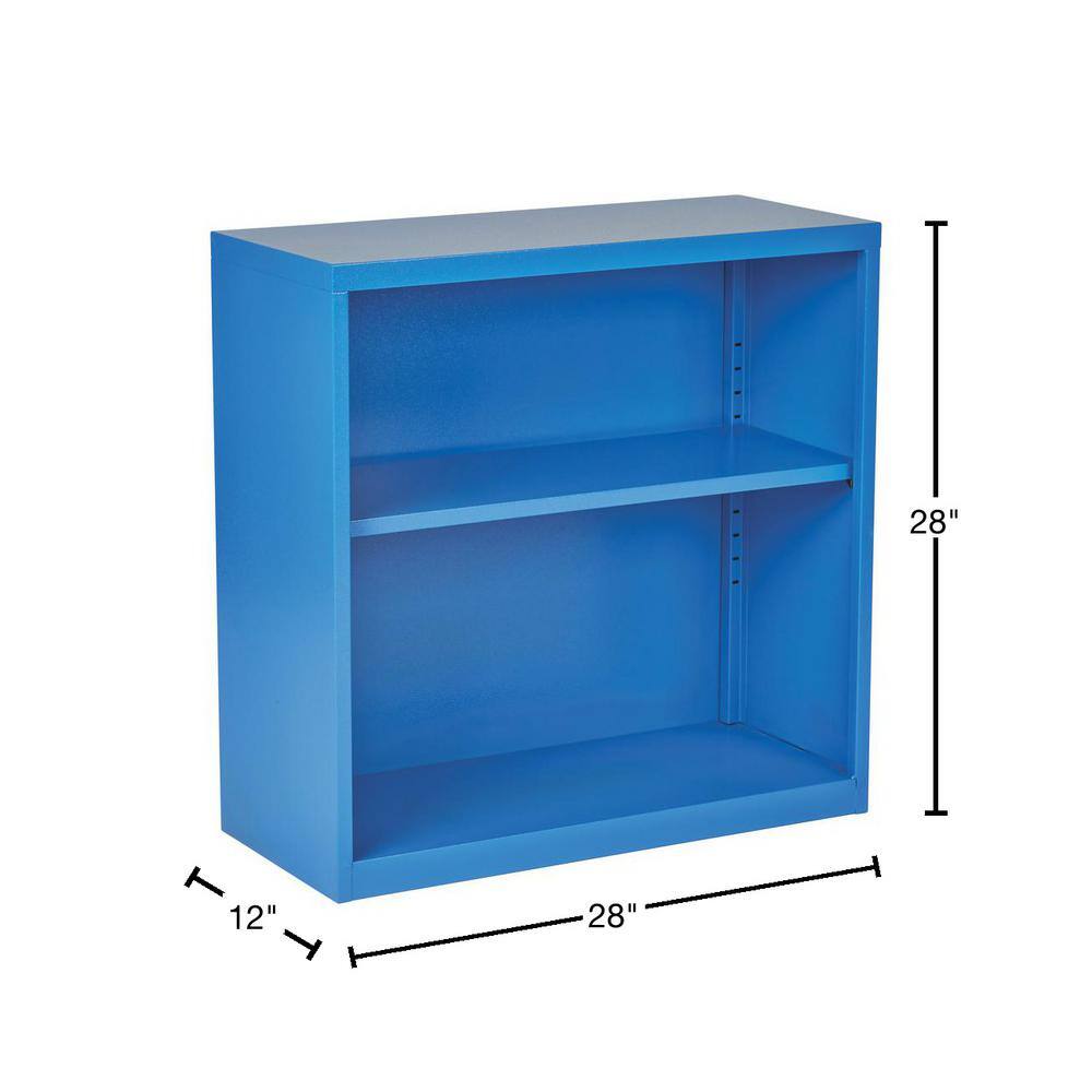 OSP Home Furnishings 28 in. Blue Metal 2-shelf Standard Bookcase with Adjustable Shelves HPBC7