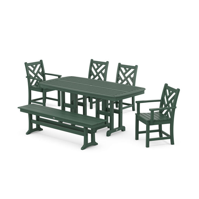 Polywood Chippendale 6-Piece Dining Set with Bench PWS1261-1