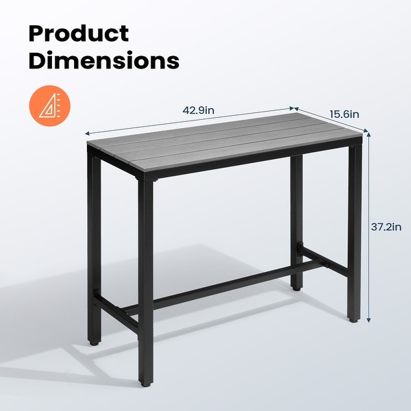 Pellebant Patio Outdoor Bar Table Rectangle Pub Table Dining Table