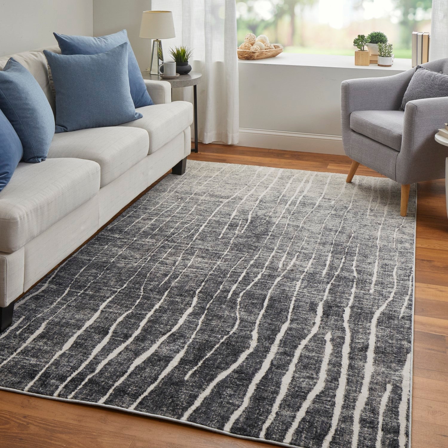 Kiba Abstract Black/Gray/Ivory Rug