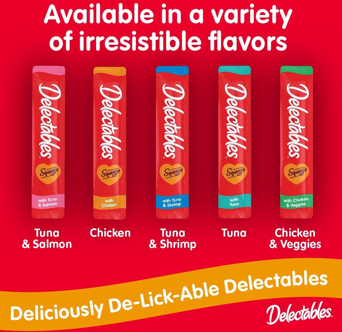 Hartz Delectables Squeeze Up Tuna， Chicken， and Salmon Flavored Variety Pack Lickable Cat Treats， 0.5-oz tube