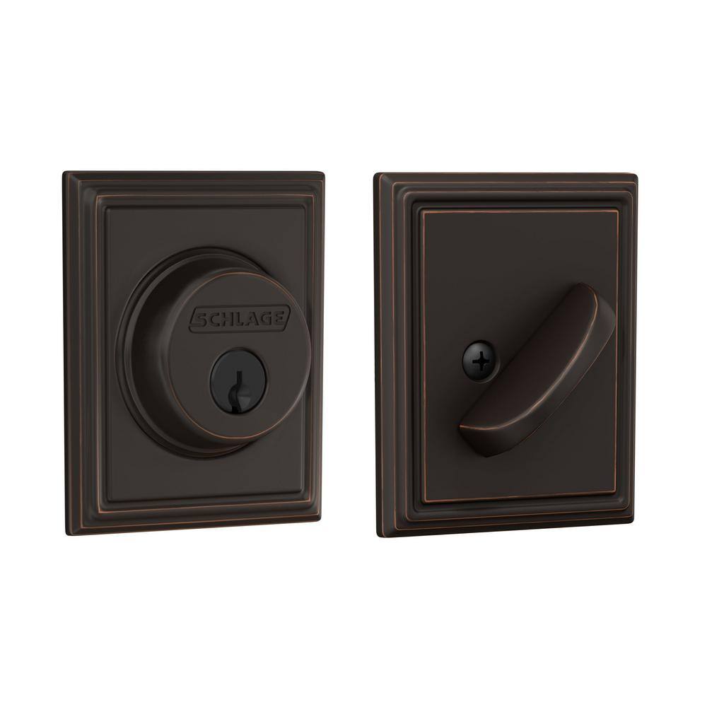 Schlage B60 Series Addison Aged Bronze Single Cylinder Deadbolt Certified Highest for Security and Durability B60 N ADD 716