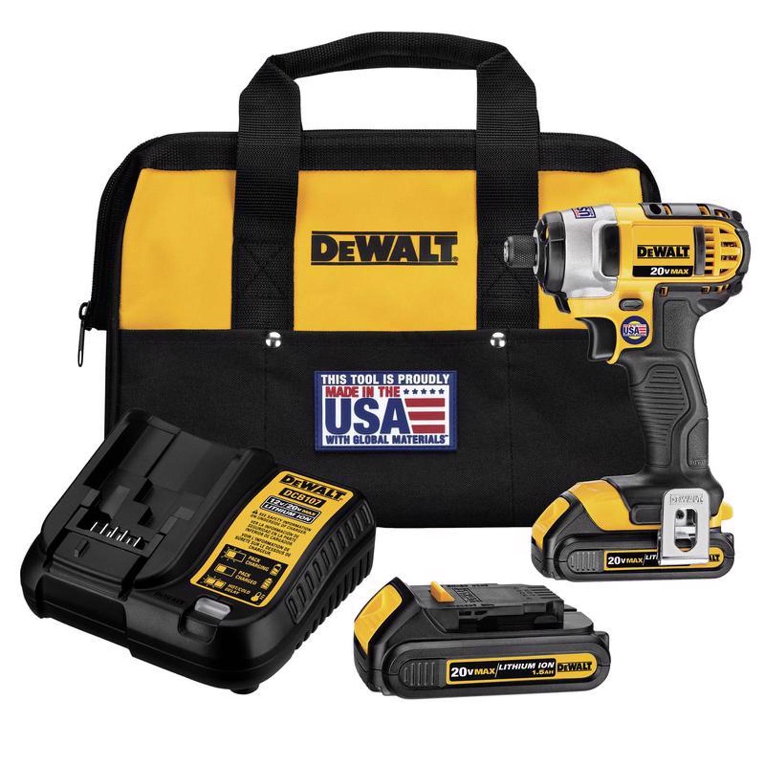 DW 20V MAX 1/4 in. Cordless Brushed Impact Driver Kit (Battery \u0026 Charger)