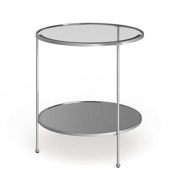 SEI Furniture Rainier Round Metal and Glass Side Table