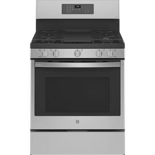 GE Profile 30 in. 5.6 cu ft. Smart Freestanding Gas Range in Fingerprint Resistant Stainless with Convection and Air Fry PGB935YPFS