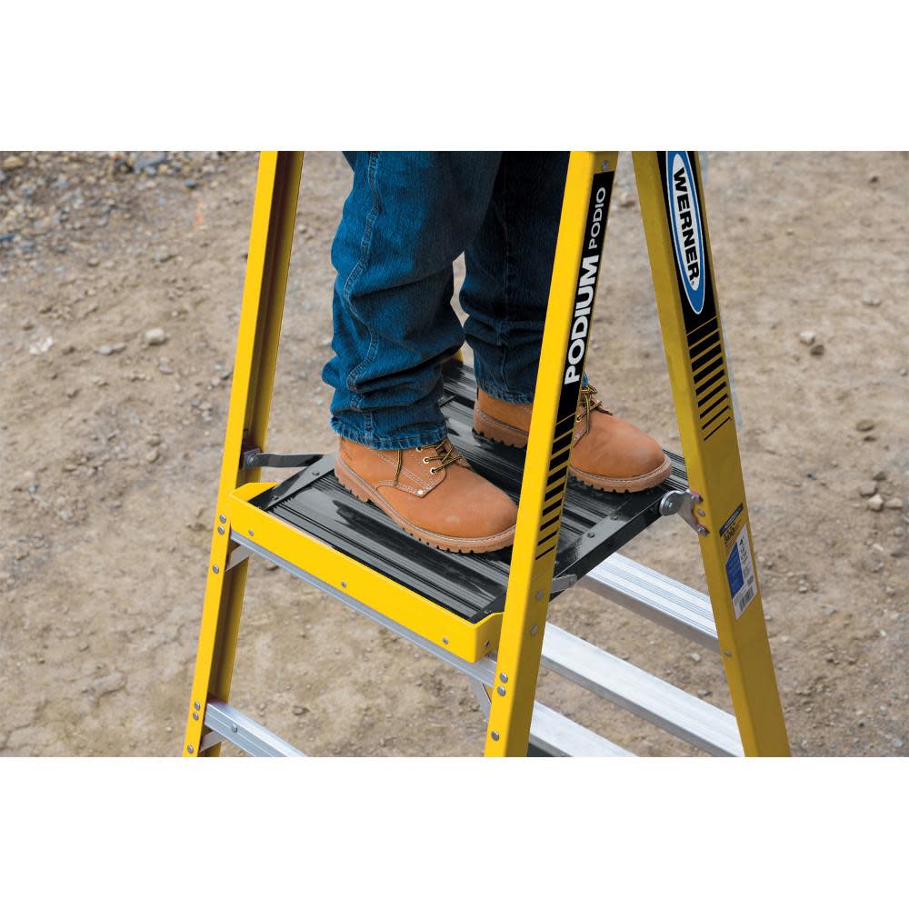 Podium 8-ft Fiberglass 375-lb Type IAA Step Ladder ;