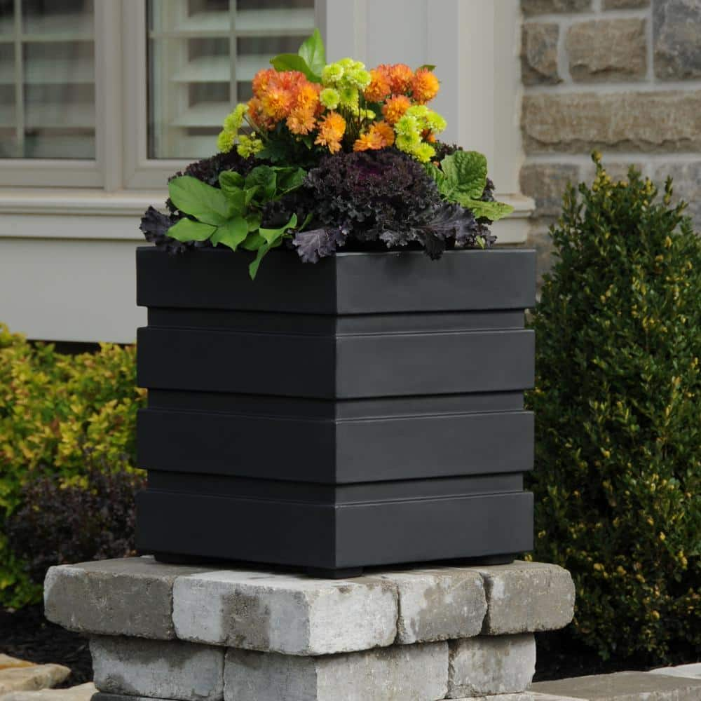 Mayne Freeport 18 in. Square Self-Watering Black Polyethylene Planter 5860-B