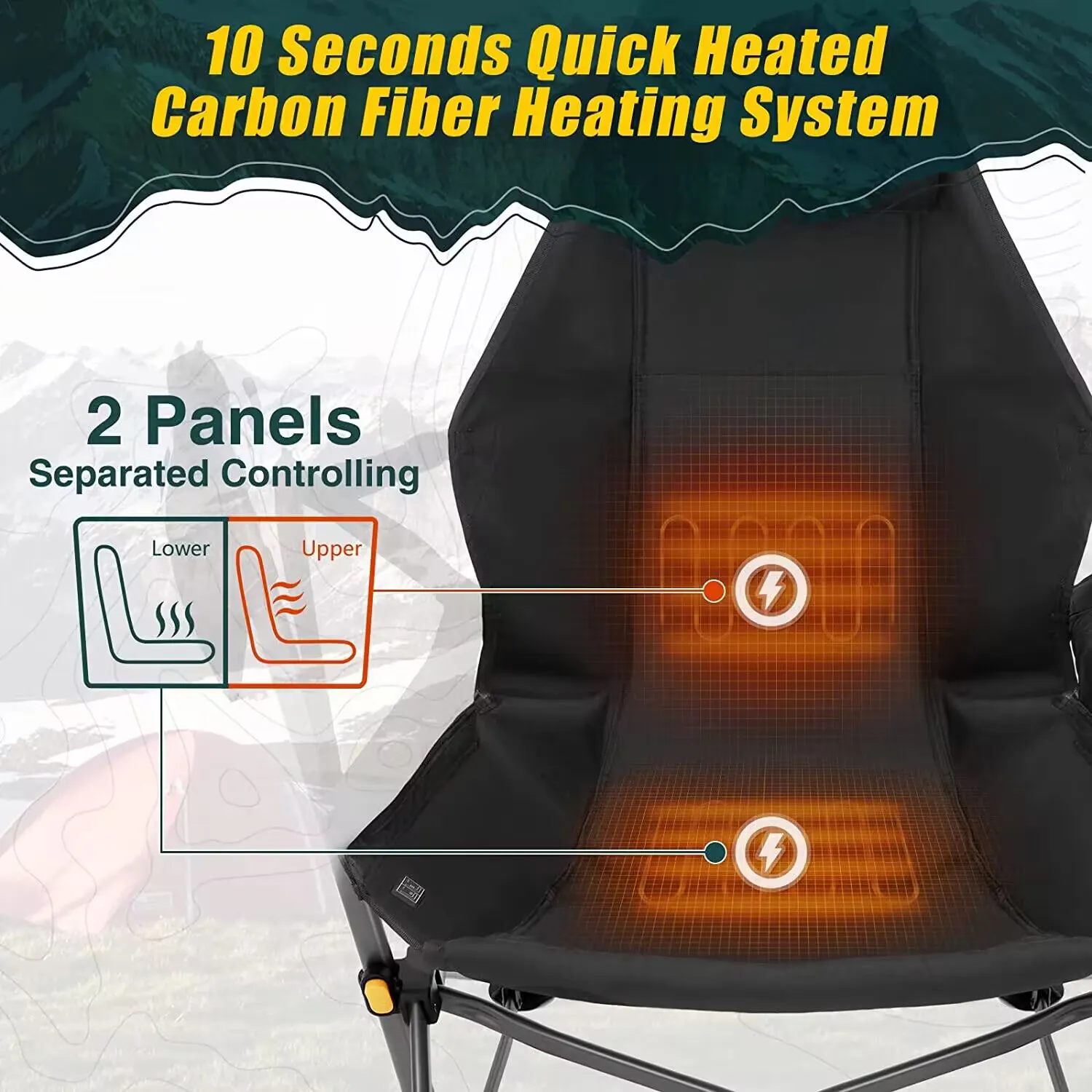 Harbour Camping Chair Heated  Portable Rocking Chair Support 300LB for Adult  Folding Swing Chair for Outdoor Indoor and Hiking