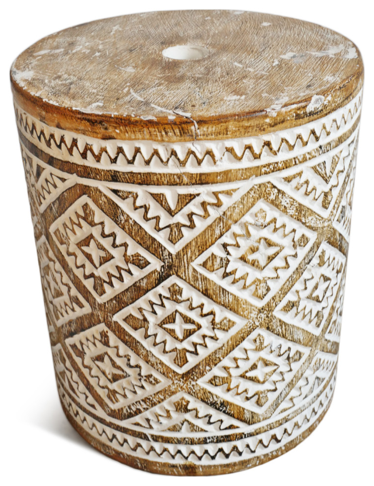 Java Carved Wood Side Table Stand   Southwestern   Side Tables And End Tables   by Design Mix Furniture  Houzz