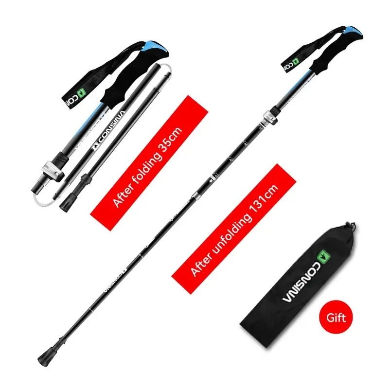 Customized New Trek Pole Walk Handles Retractable Carbon Hiking Stick Portable Foldable Climbing Walking Stick Lightweight Cane