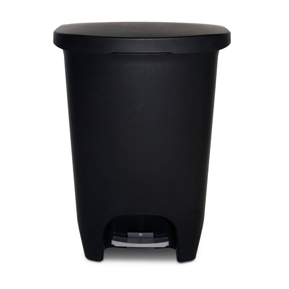 Glad 13 Gal. Black Step-On Plastic Trash Can with Clorox Odor Protection of The Lid GLD-74130-1