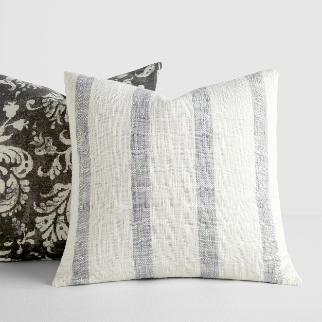 2 pack Yarn dyed Patterns Charcoal Throw Pillows Becky Cameron Charcoal Yarn dyed Awning Stripe Distressed Floral