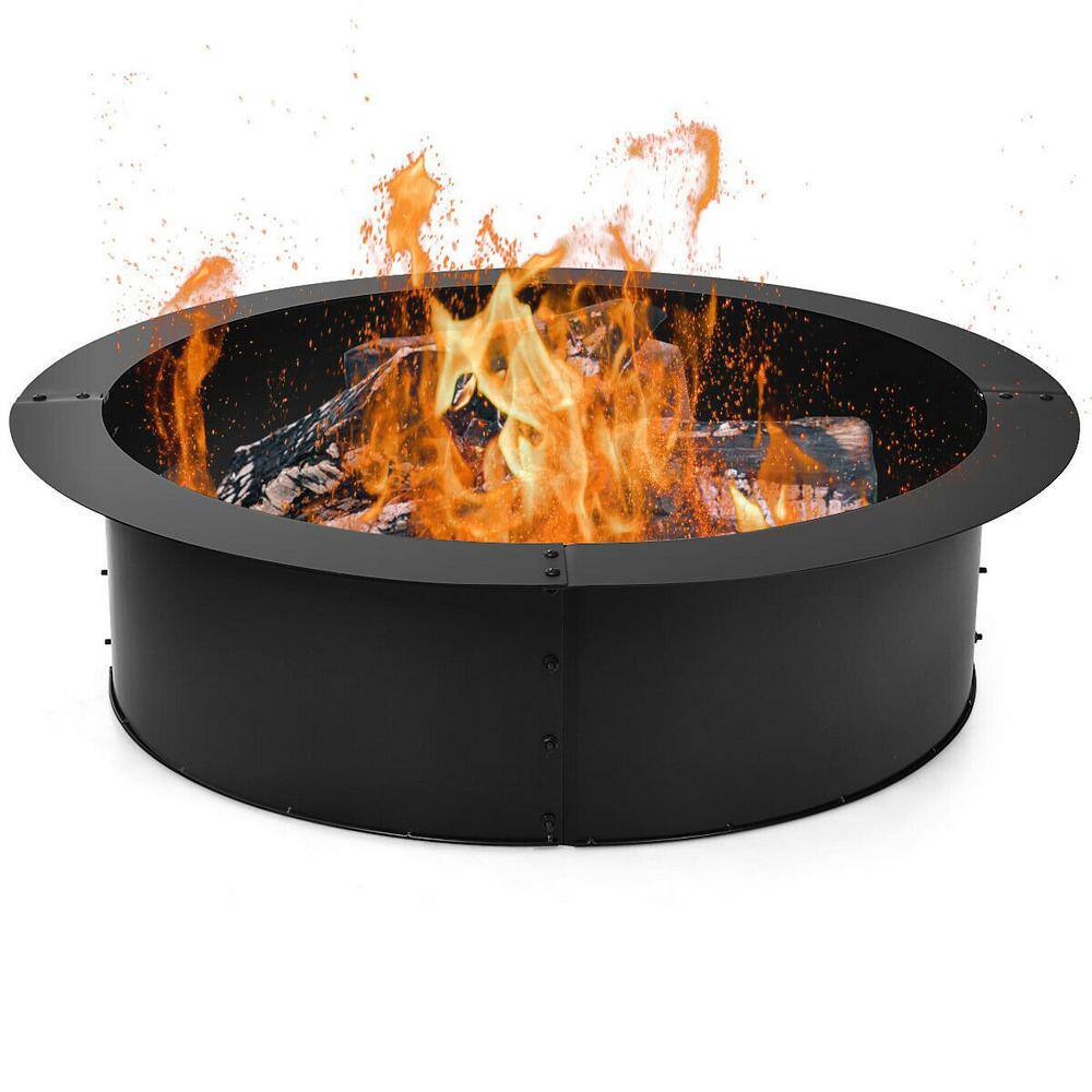 CASAINC 36 in. W x 10 in. H Round Steel Fire Pit Ring Liner for Ground Outdoor Backyard Wood HYFP-03