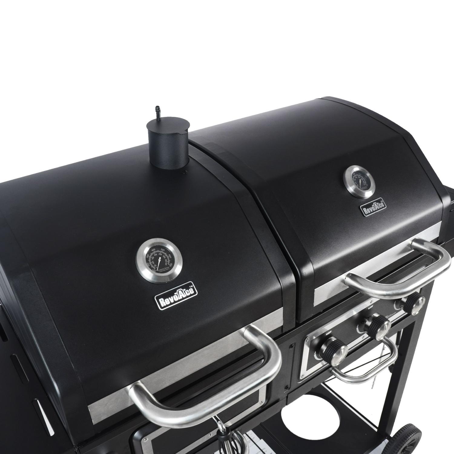 RevoAce Dual Fuel Gas and Charcoal Combo Grill Black with Stainless  Crowdfused