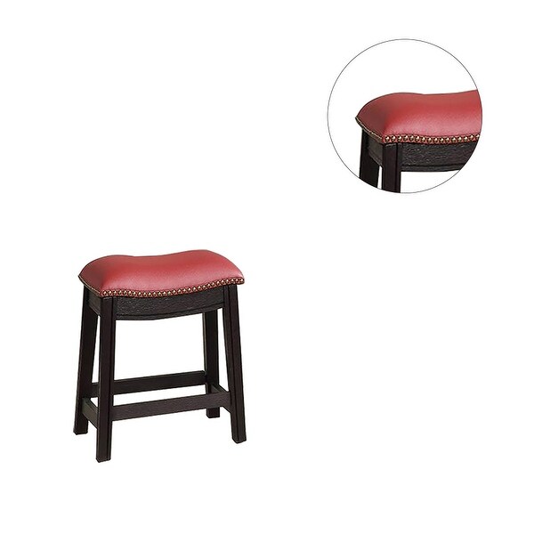 Burgundy PU Upholstery Bar Stool， Set of 2