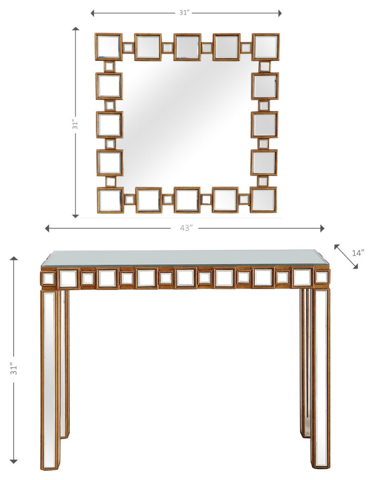 Square Reflective Mirror and Console Table   Contemporary   Console Tables   by UStradeENT LLC  Houzz