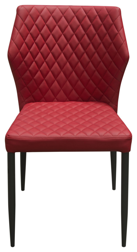 Set of 4 Contemporary Red Stacking Dining Chairs Tufted Leather  Set of 4   Midcentury   Dining Chairs   by Sideboards and Things  Houzz
