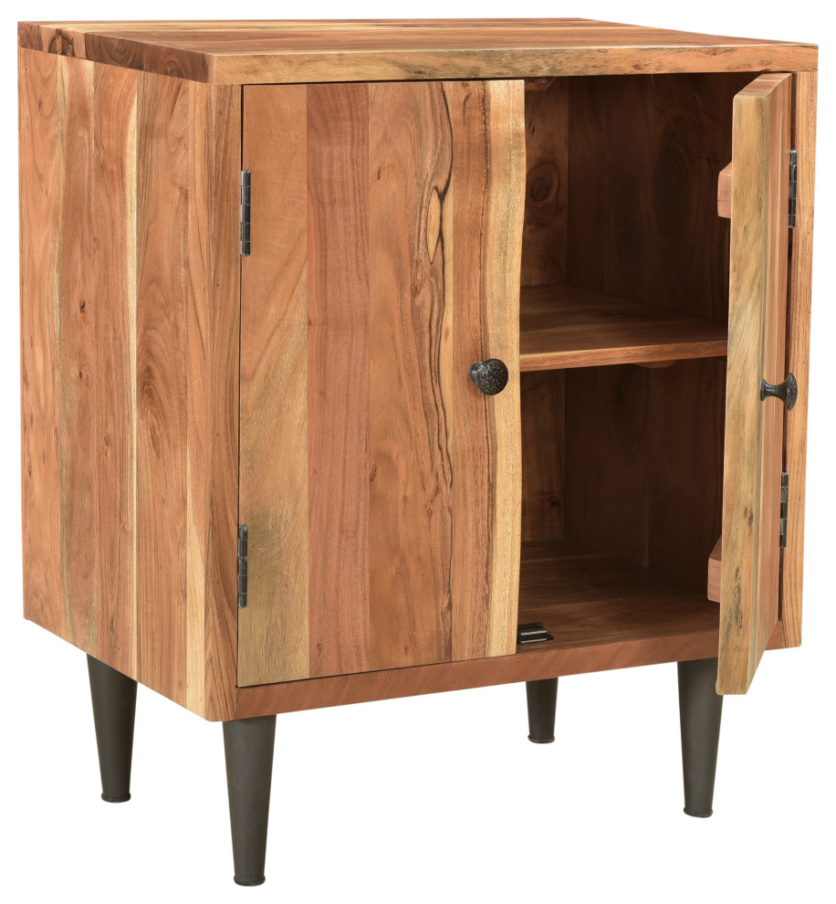 Stafford Live Edge Accent Cabinet  Natural Acacia   Midcentury   Accent Chests And Cabinets   by Taran Design  Houzz