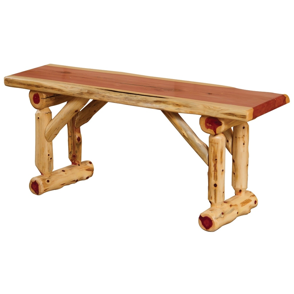 Red Cedar Log   Slab Dining Bench