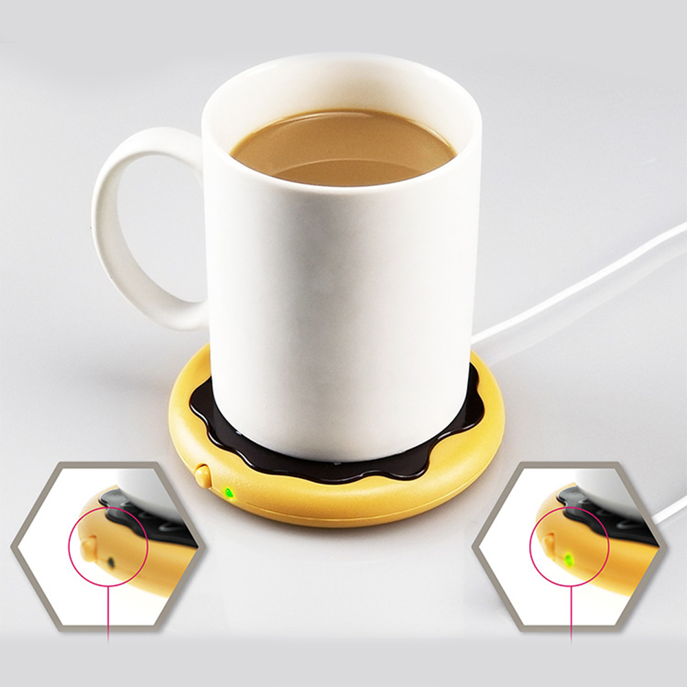 Yesbay Doughnut Shape USB Heating Thermal Insulation Coffee Cup Mug Pad Warmer Mat，Yellow