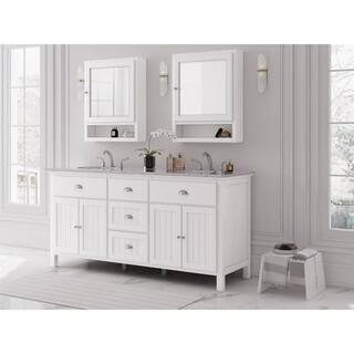 Home Decorators Collection Ridgemore 71 in. W x 22 in. D x 35 in. H Vanity in White with Granite Vanity Top in Grey with White Sink MD-V1768