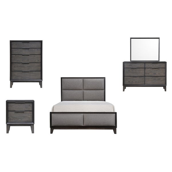 Pilaster Designs Consuelo 5 Piece Bedroom Set， Queen， Gray Wood - - 35985625