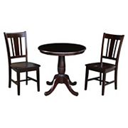 International Concepts Round Pedestal Table and San Remo Chair 3-piece Set