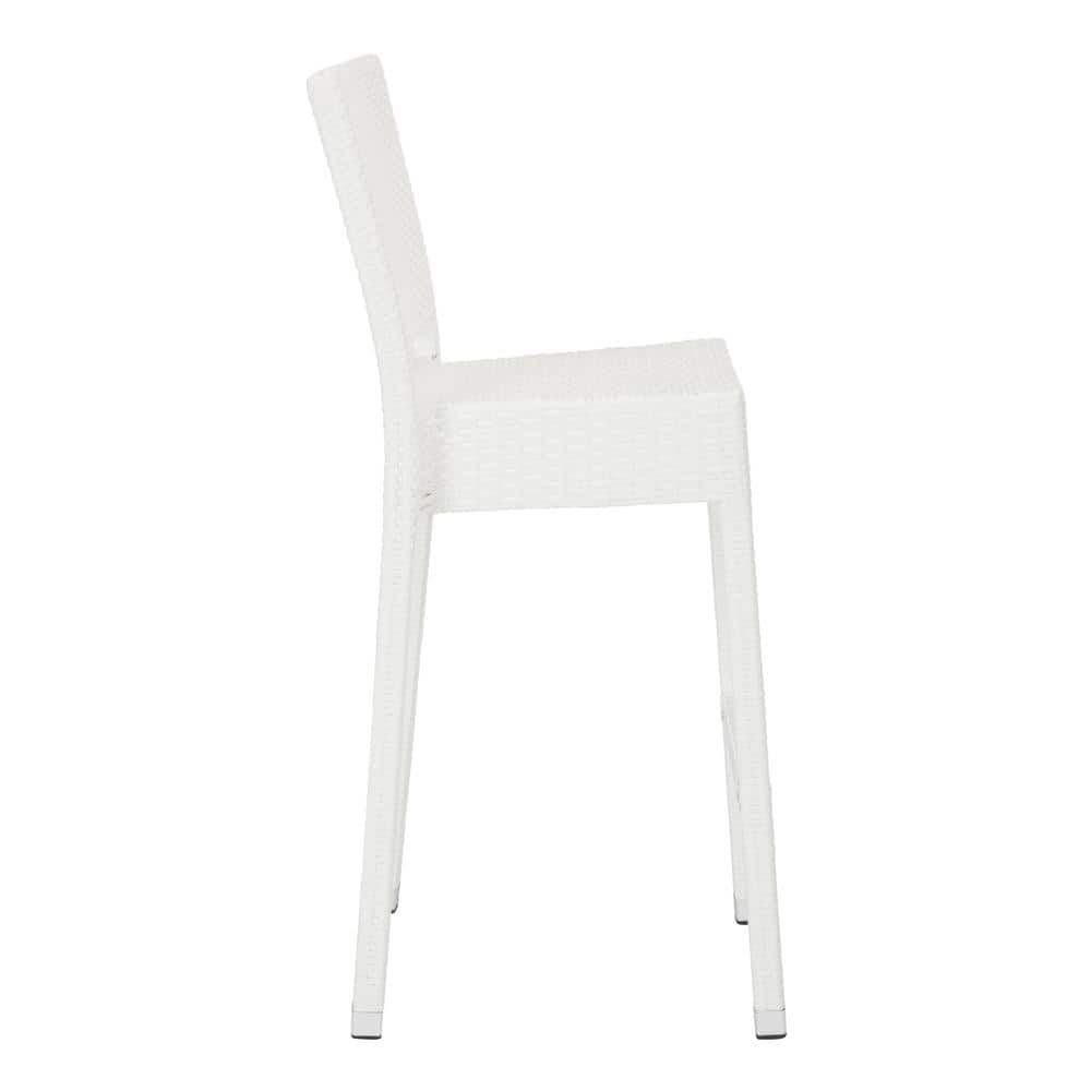 SAFAVIEH Bethel White Wicker Outdoor Bar Stool FOX5201C