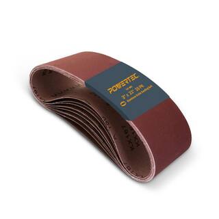 POWERTEC 3 in. x 21 in. 120-Grit Aluminum Oxide Sanding Belt (10-Pack) 110450