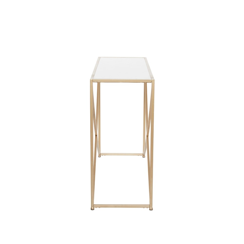 Gold Metal Contemporary Console Table   42 x 15 x 30