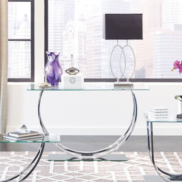 Danville Console Sofa Table With Glass Top Chrome Coaster