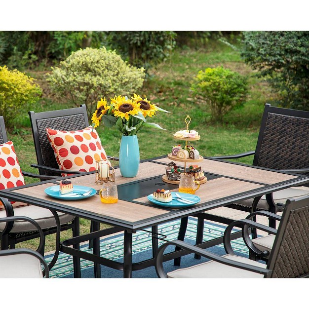 7pc Patio Set With Steel Table amp Wicker Rattan Dining Chairs Captiva Designs